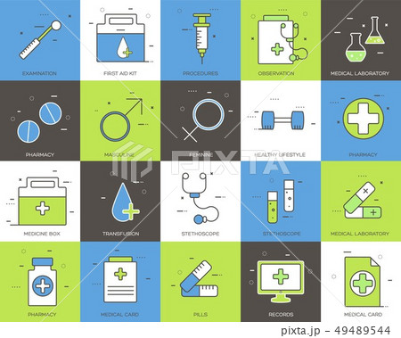 Line icons set of medical collection concept.  49489544