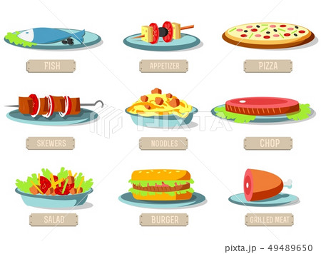 Various dishes icons set concept.  49489650