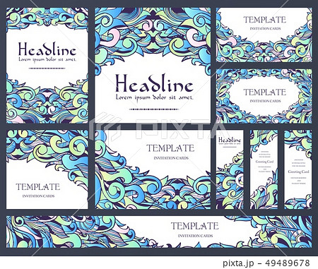 Set of old fairy tail flyer pages ornament. 49489678