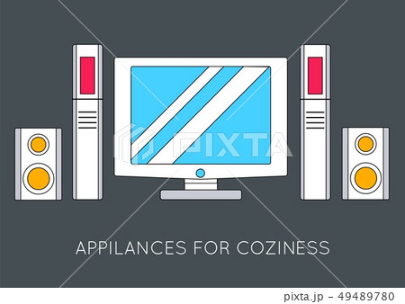 Flat media home theater background concept. Flat media home theater background concept. 49489780