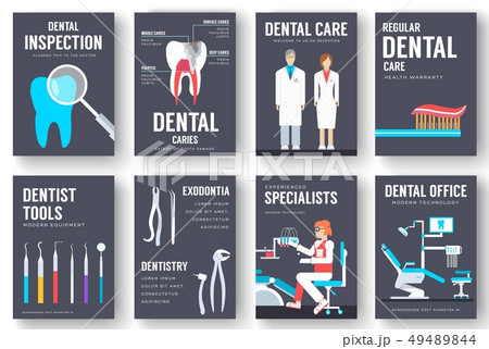 Dental office interior information cards set. Dental office interior information cards set. 49489844