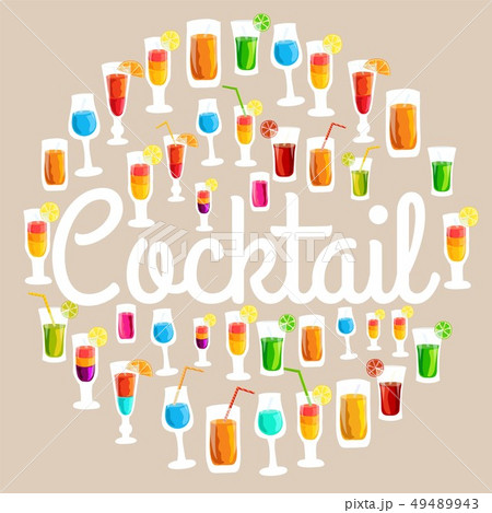 Colorful cocktail drink circle infographics. Colorful cocktail drink circle infographics. 49489943