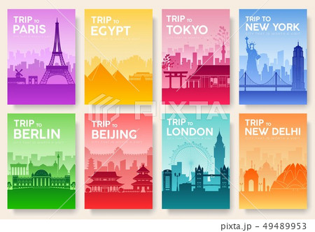 Travel information cards. Landscape template  49489953