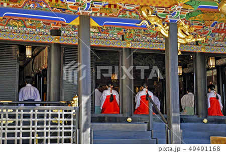 仙台大崎八幡宮の国宝社殿での朝拝 49491168