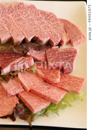 焼肉　サーロイン　カット肉　葦北牛　素材　背景　出水市　鹿児島県 49491975