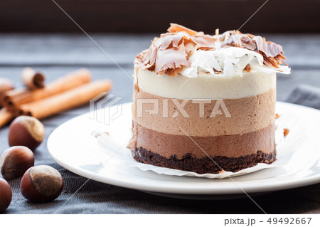 Mousse cake three chocolate. Mousse cake three chocolate. 49492667