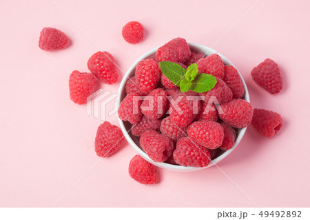 Bowl with fresh raspberries. Bowl with fresh raspberries. 49492892
