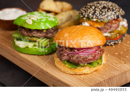set of three mini homemade Burger. set of three mini homemade Burger. 49493055