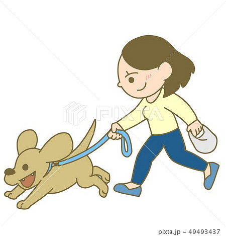 犬の散歩をしてる人のイラスト 走る のイラスト素材