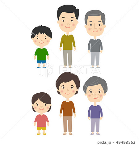 家族:三世代 親子 全身 家族:三世代 親子 全身 49493562