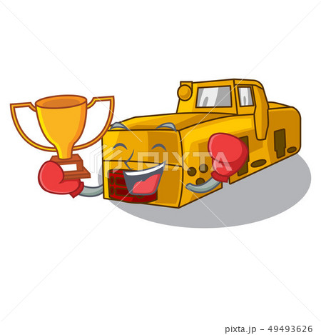 Boxing winner locomotive mine cartoon toy above table Boxing winner locomotive mine cartoon toy above table 49493626