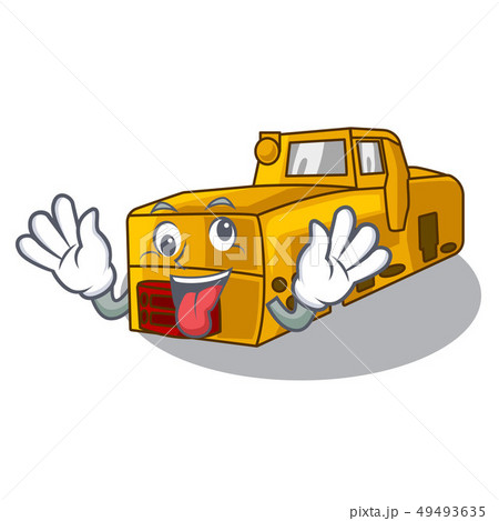 Crazy locomotive mine cartoon toy above table Crazy locomotive mine cartoon toy above table 49493635