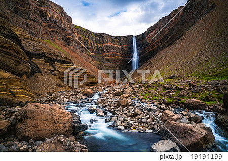 Beautiful Hengifoss Waterfall in Eastern Iceland. 49494199