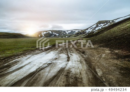 Road to Landmanalaugar on highlands of Iceland. Road to Landmanalaugar on highlands of Iceland. 49494234
