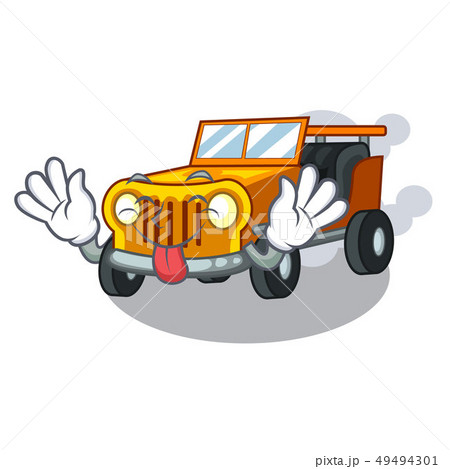 Tongue out jeep cartoon car in front clemency 49494301