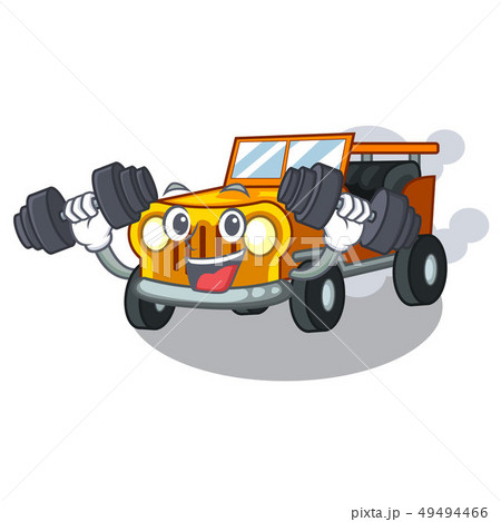 Fitness jeep car isolated with the cartoon Fitness jeep car isolated with the cartoon 49494466