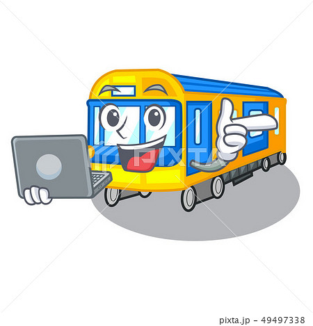 With laptop subway train in the shape characters 49497338