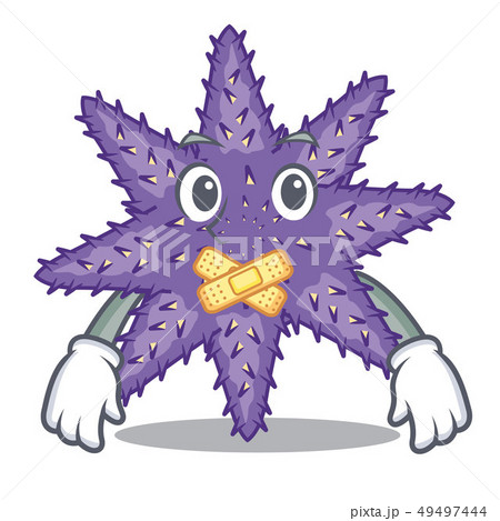 Silent purple starfish the cartoon above sand 49497444