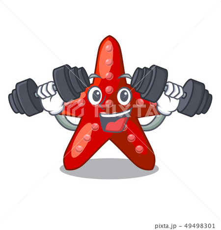 Fitness red starfish isolated with the character 49498301