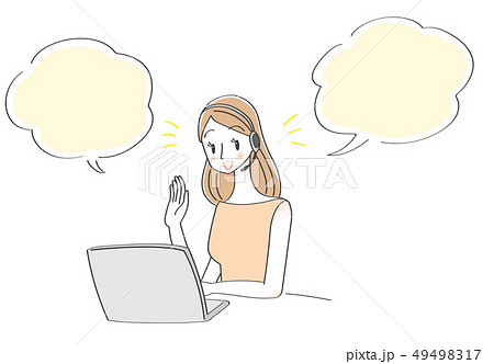 女性　パソコン　会話　イラスト 49498317