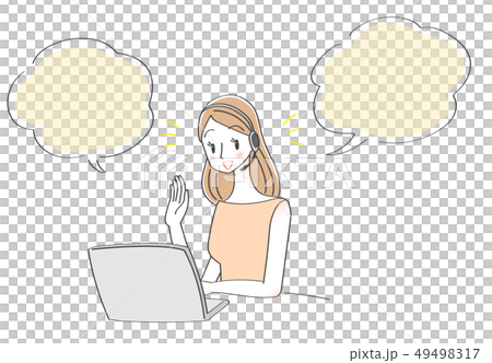 女性　パソコン　会話　イラスト 49498317