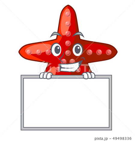 Grinning with board red starfish isolated with the character 49498336