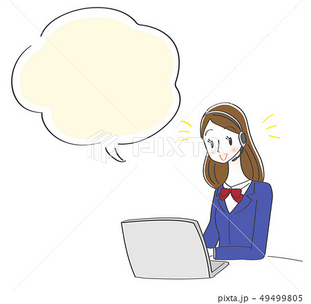 高校生　女性　パソコン　イラスト 49499805