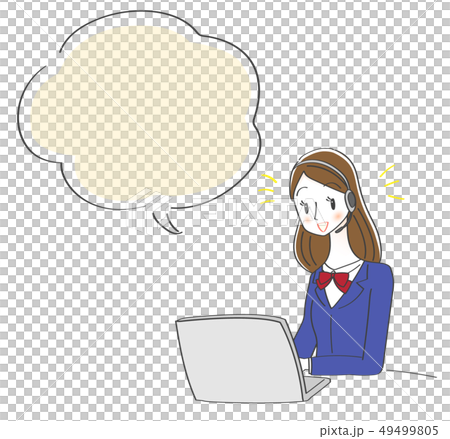 高校生　女性　パソコン　イラスト 49499805