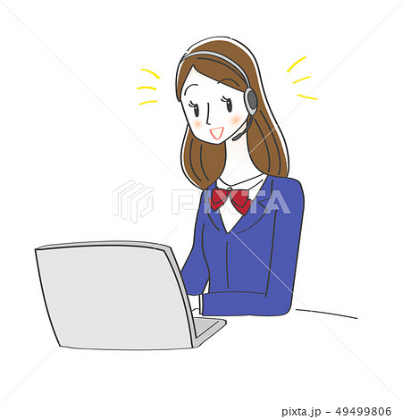 高校生　女性　パソコン　イラスト 49499806