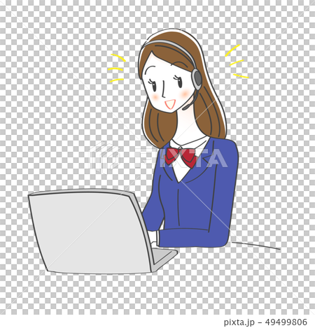 高校生　女性　パソコン　イラスト 49499806