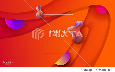 Orange background with circles and abstract geometric multi-colored shapes. 49500101