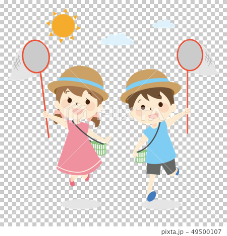 虫取りあみを持った子どもたち 虫取りあみを持った子どもたち 49500107