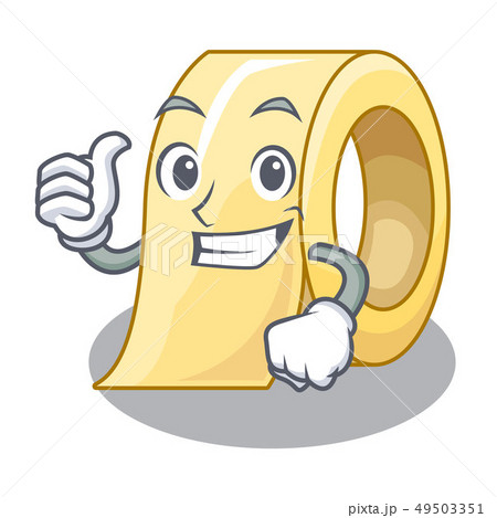 Thumbs up masking tape above the cartoon table Thumbs up masking tape above the cartoon table 49503351