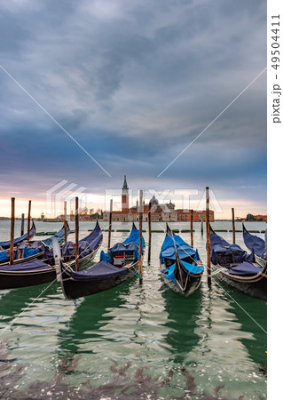 Gondolas moored in Piazza San Marco, Italy Gondolas moored in Piazza San Marco, Italy 49504411