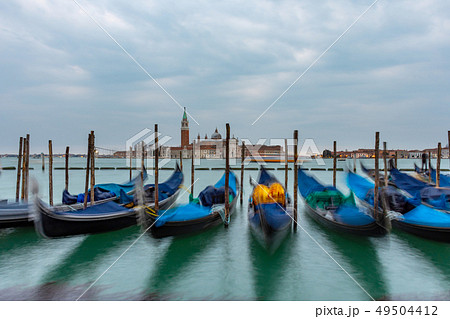 Gondolas moored in Piazza San Marco, Italy 49504412