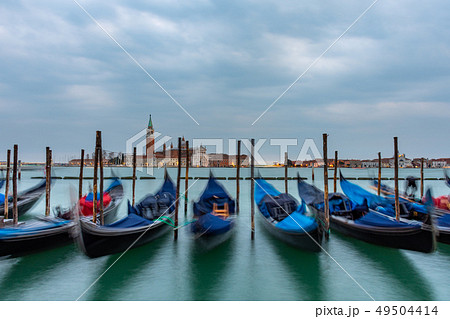 Gondolas moored in Piazza San Marco, Italy 49504414
