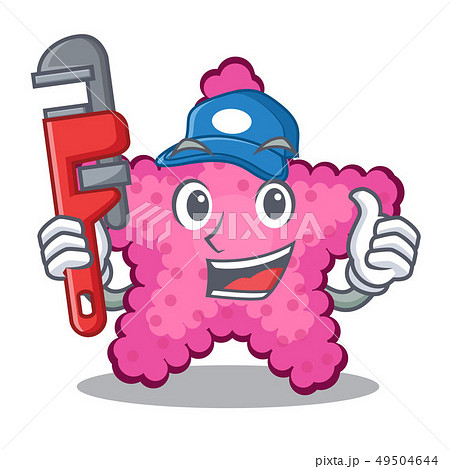Plumber pink starfish animal on mascot sand 49504644