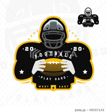 American football. Silhouette of a football player logo emblem. Vector illustration. American football. Silhouette of a football player logo emblem. Vector illustration. 49507143