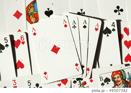 Four aces, various colorful playing cards Four aces, various colorful playing cards 49507382