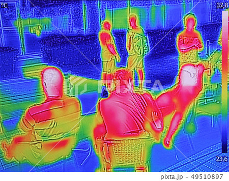 Infrared thermovision image showing when People 49510897