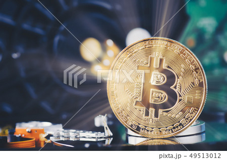 golden bitcoin on dismantle hard disk 49513012