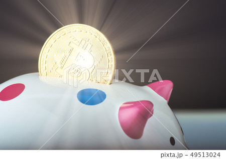 golden bitcoin on and piggy bank golden bitcoin on and piggy bank 49513024