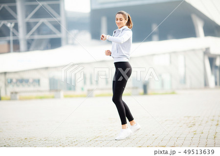 Fitness. Woman Doing Workout Exercise On Street 49513639