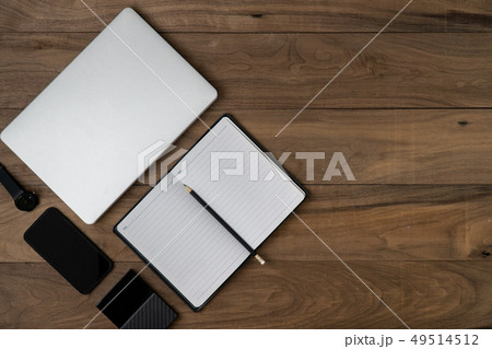 Flat lay of Technology object on table 49514512