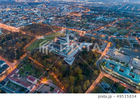 Night aerial drone view on Czestochowa and Jasna 49515834