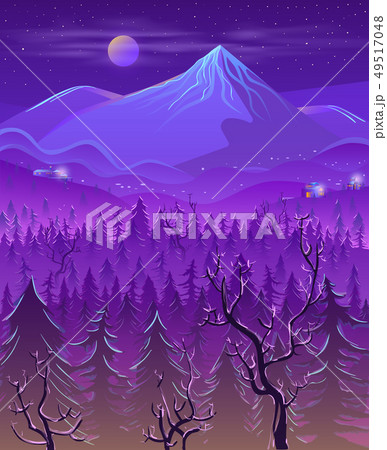 Wild northern land night landscape cartoon vector Wild northern land night landscape cartoon vector 49517048