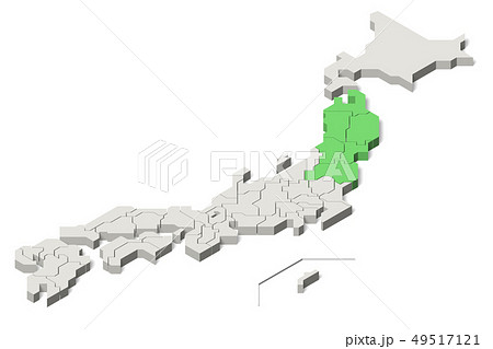 日本地図 東北地方 アイソメトリック Set 1 のイラスト素材