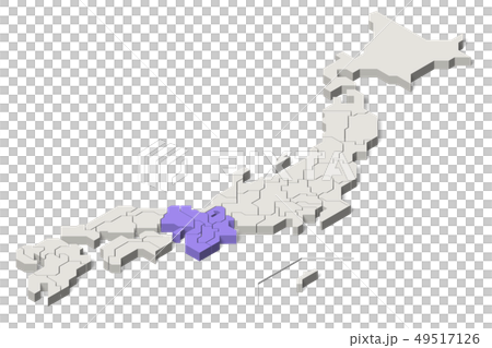 Japan Map, Kinki Region, Isometric (Set 1) 49517126