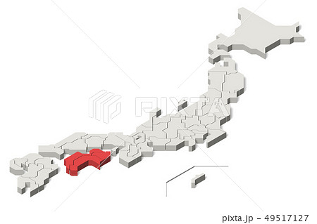 日本地図 四国地方 アイソメトリック Set 1 のイラスト素材