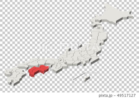 Japan Map, Shikoku Region, Isometric (Set 1) 49517127